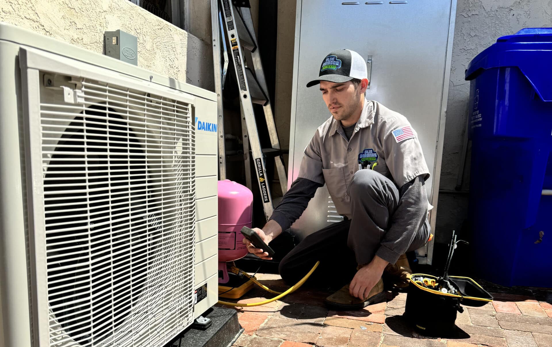 Blue Diamond Heating and Air HVAC service van in San Diego